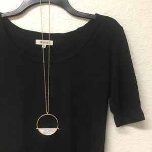 Panacea Gold and White Marble Circular Pendant